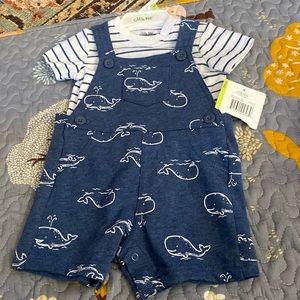 Little me overall short set